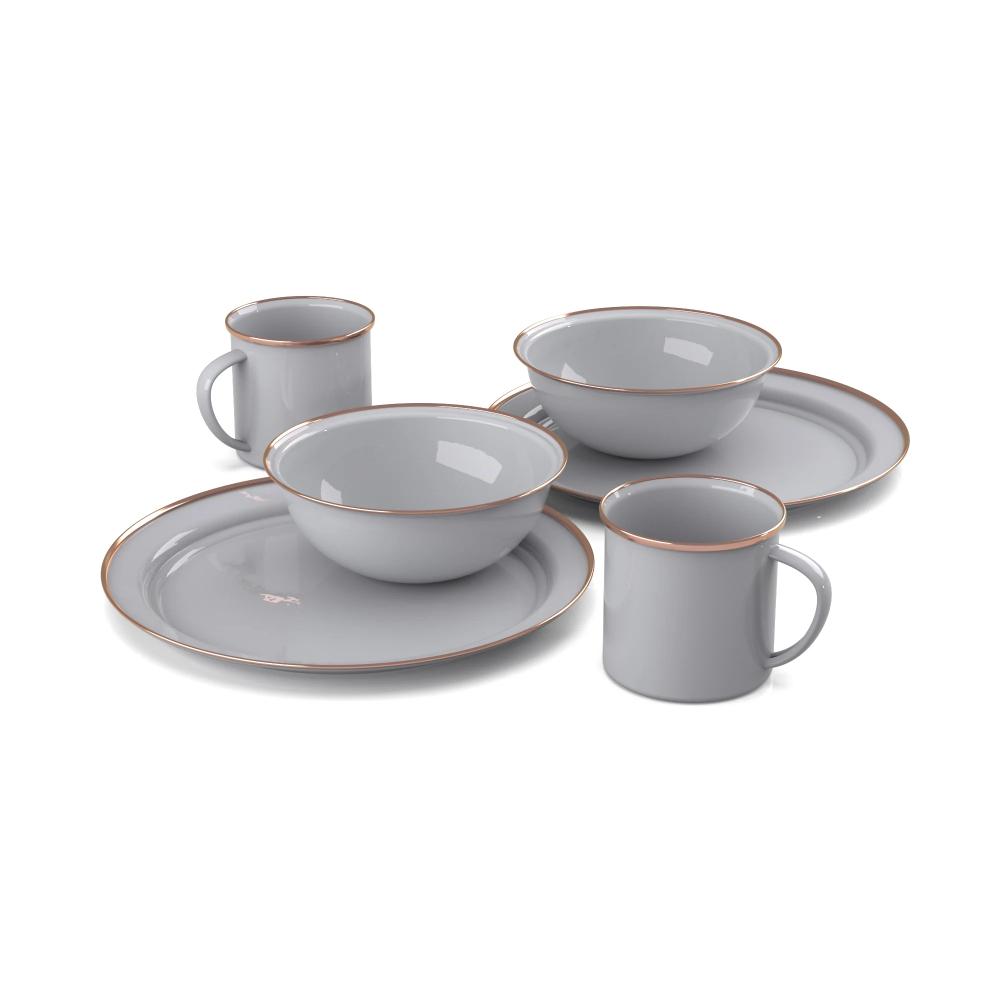 GSI Outdoors - Mesa 2 Person Enamelware Tableset - Earl Grey