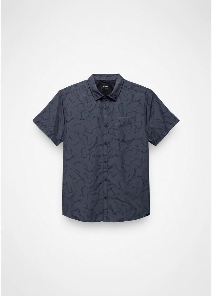 Prana - Lost Sol Printed Short Sleeve Shirt - Thundercloud Seedling