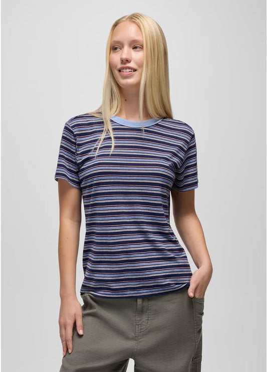 Prana - Cozy Up Short Sleeve Crew - Capulet Blue Stripe