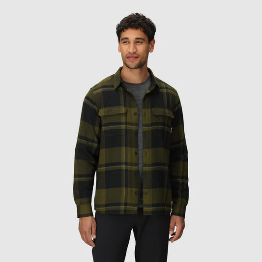 Outdoor Research - Feedback Flannel Twill Shirt - Men's - Dark Olive Plaid