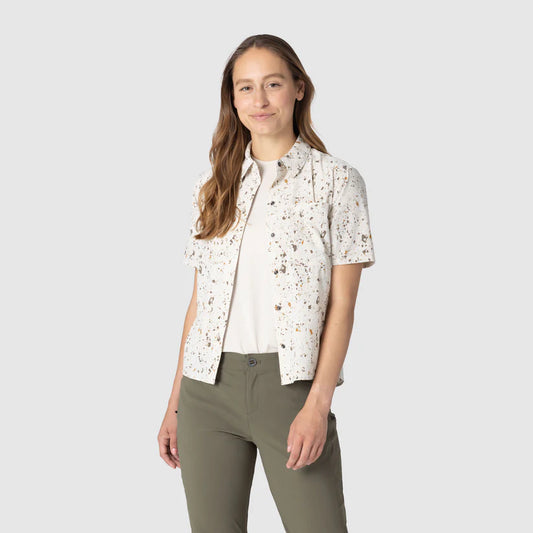 Outdoor Research - Women's Astroman Short Sleeve Sun Shirt - Gravel Creekside Print
