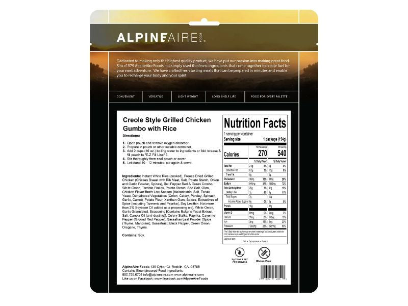 AlpineAire - Creole Grilled Chicken Gumbo with Rice