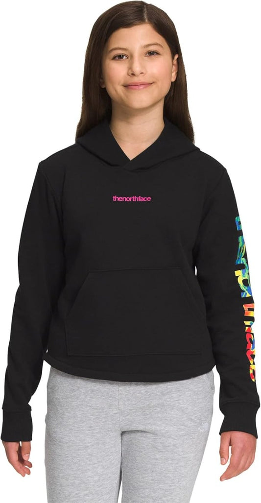 The North Face - Camp Fleece Pullover Hoodie - Girls' - TNF Black/Chlorophyll Green