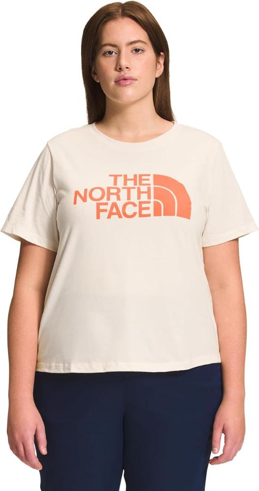 The North Face - Short Sleeve Half Dome Tee - Women's Plus - Gardenia White/Dusty Coral Orange