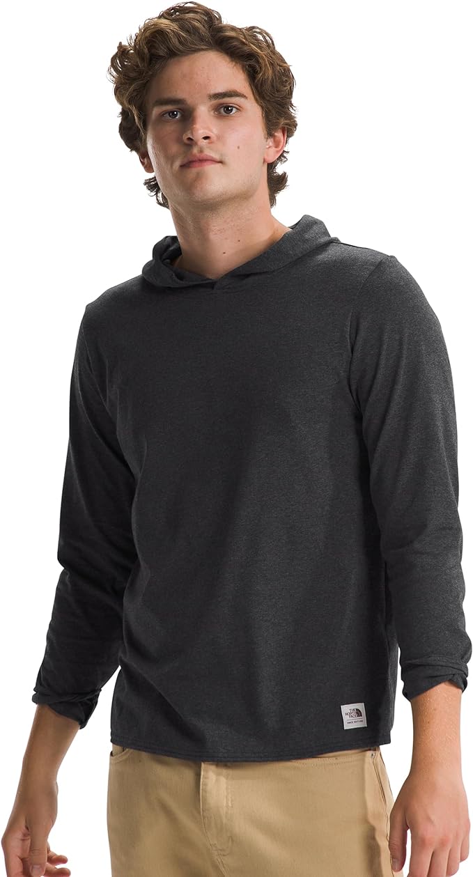 The North Face - Long Sleeve Heritage Patch Hoodie Tee - Men's - Tnf Medium Grey Heather