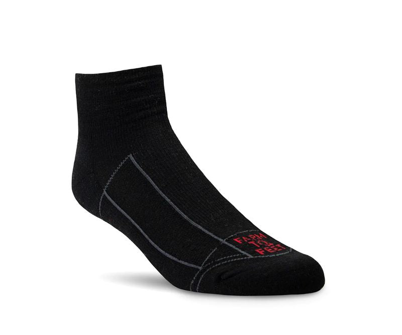 Farm to Feet - Men's Greensboro Light Cushion 1/4 Crew - Black/Black