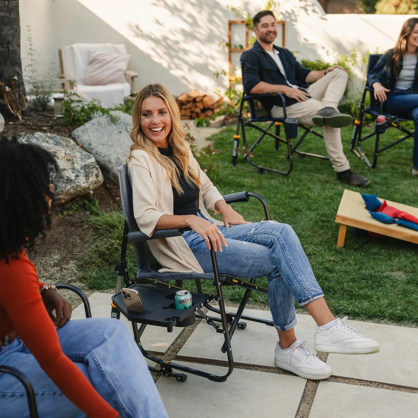 GCI Outdoors - Freestyle Rocker w Side Table - Heathered Pewter