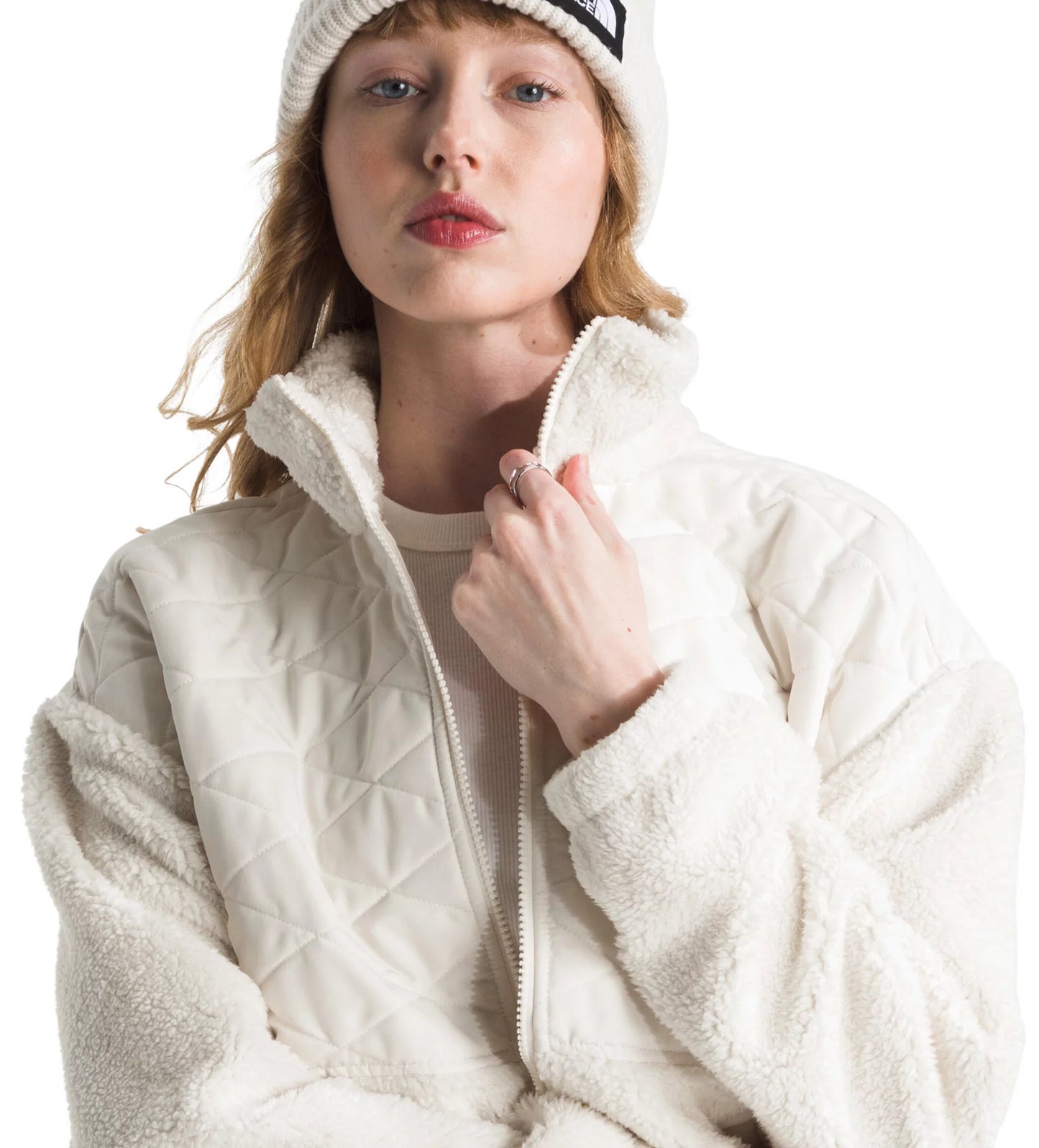 The North Face - Womens Cabin Fleece Full Zip - White Dune