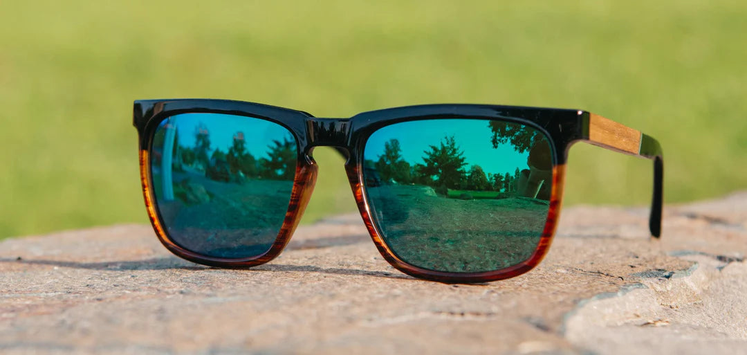 Camp Eyewear - Ridge HD - Black/Tortoise // Walnut/HD Plus Polarized Green Flash