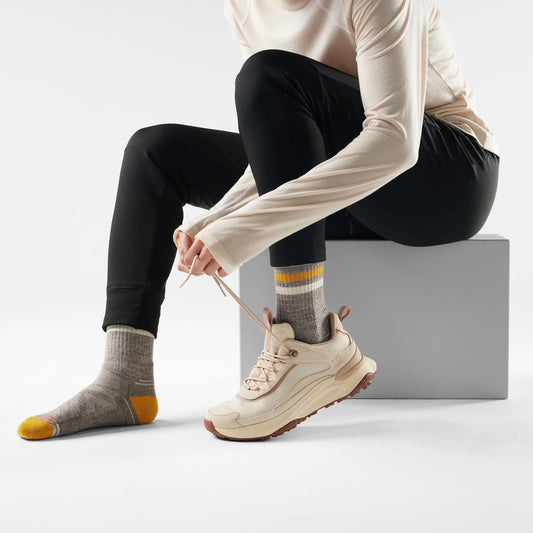 Smartwool - Women's Hike Light Cushion Tube Stripe Crew Socks - Taupe Natural Marl