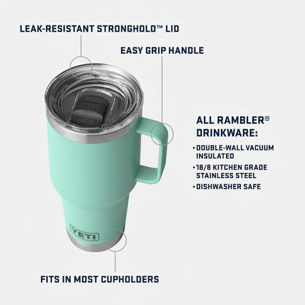 Yeti Coolers - Rambler 30oz Travel Mug - Seafoam