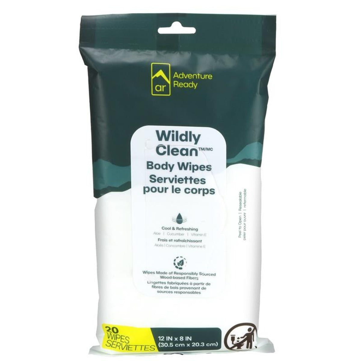 gear wipes Adventure Ready Wildly Clean Body 20 Wipes