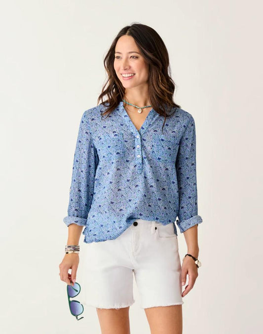 Carve Designs - Dylan Gauze Shirt - Women's - Navy Garden