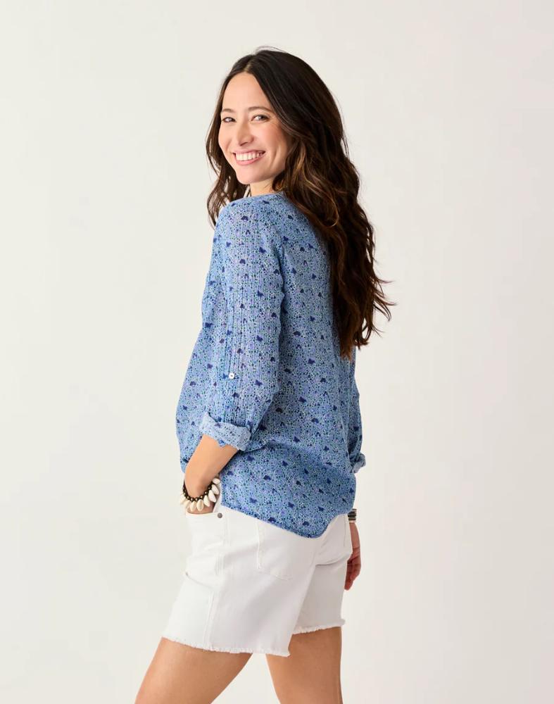 Carve Designs - Dylan Gauze Shirt - Women's - Navy Garden