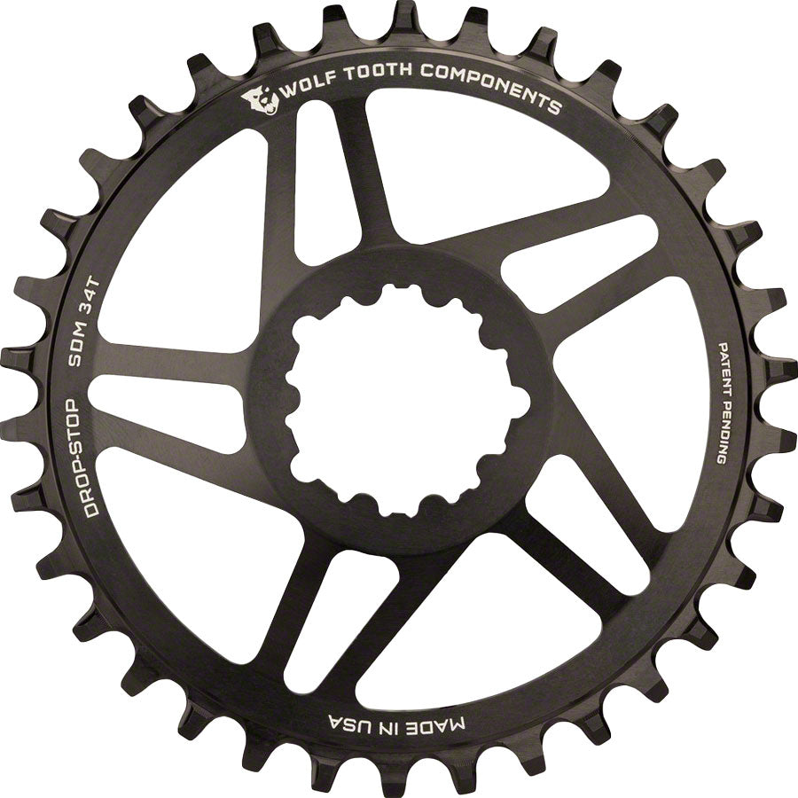 Wolf Tooth - Direct Mount Chainring - 28t, SRAM Direct Mount, Drop-Stop A, For SRAM 3-Bolt Cranksets, 6mm Offset, Black - Black