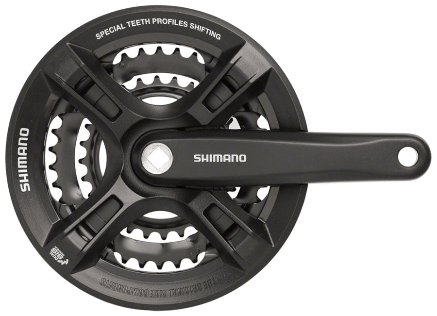 Shimano - Altus FC-M311 Crankset - 170mm, 7/8-Speed, 48/38/28t, Riveted, Square Taper JIS Spindle Interface, Black - Black