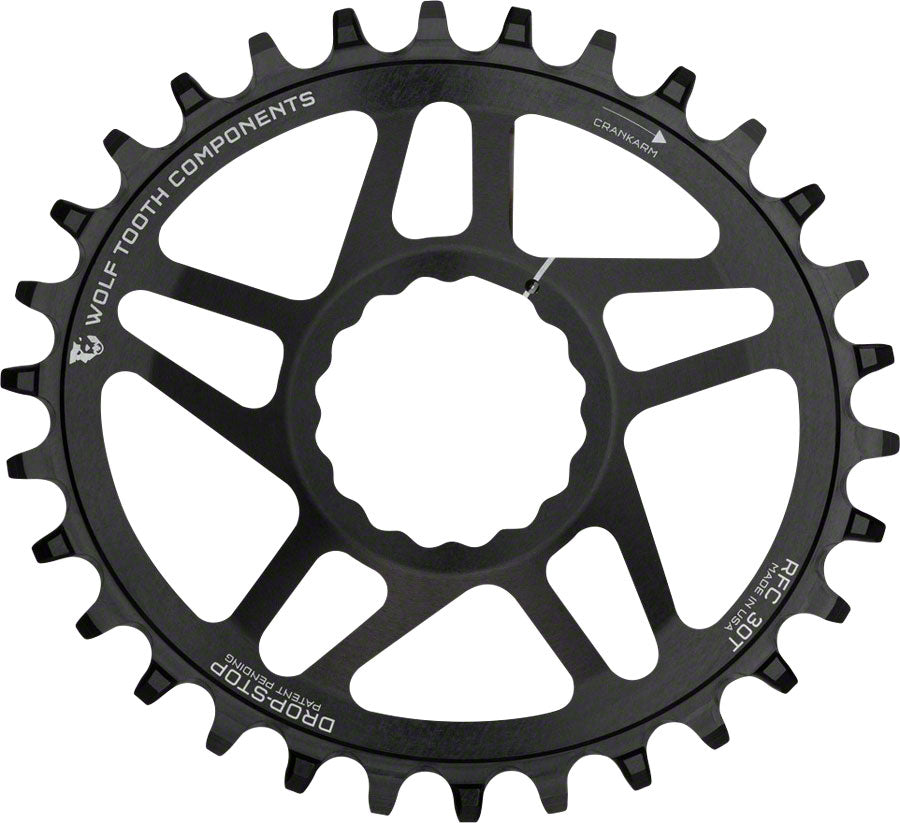 Wolf Tooth - Elliptical Direct Mount Chainring - 32t, RaceFace/Easton CINCH Direct Mount, Drop-Stop, 6mm Offset, Black