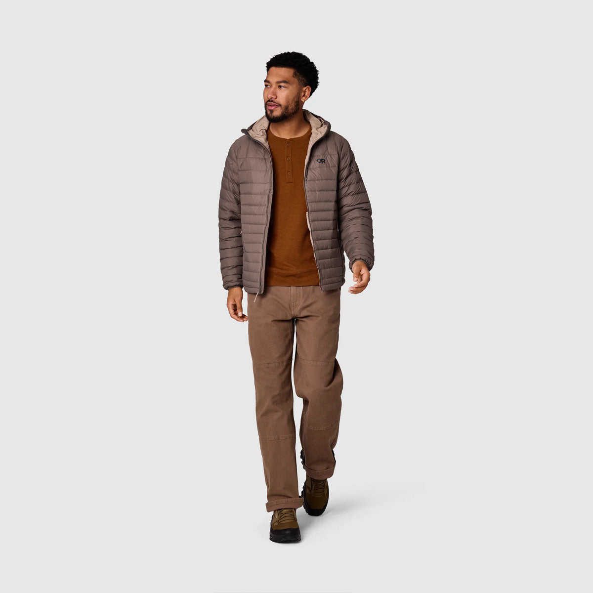 Outdoor Research - Men's Transcendent Down Hoodie - Gravel