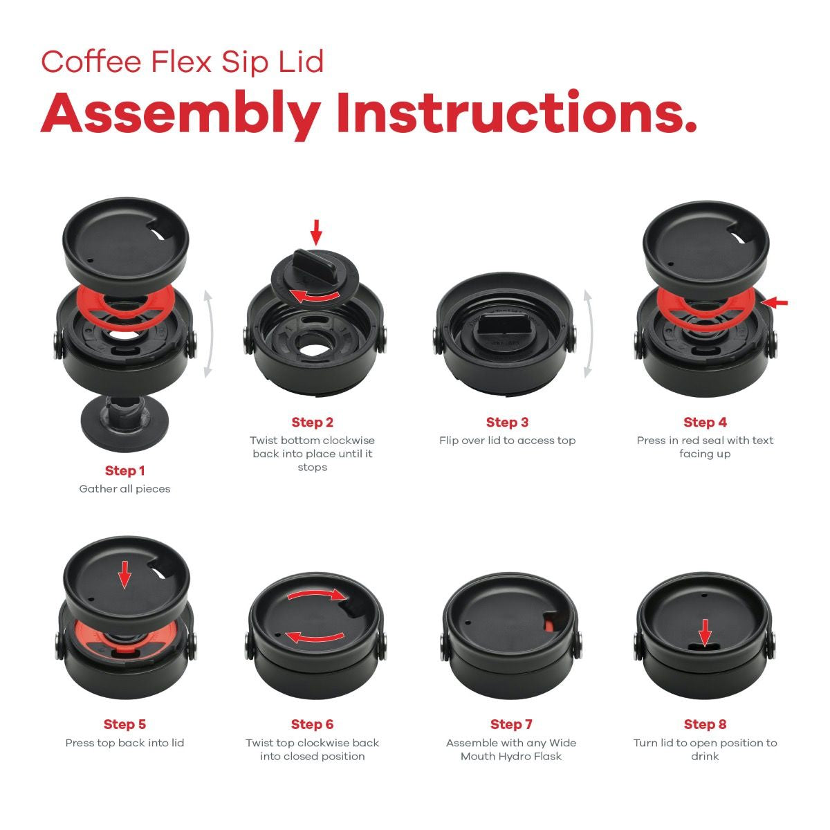 Hydro Flask - Wide Mouth Flex Sip Lid - Black