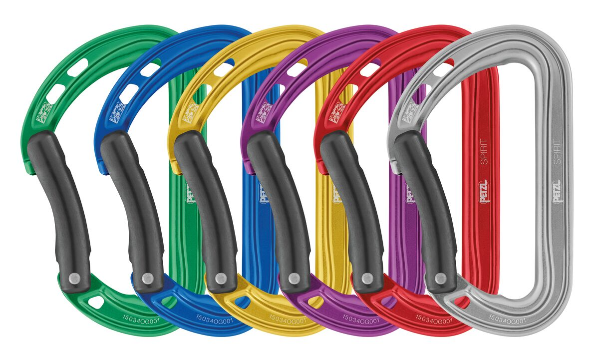 Petzl - Spirit Carabiner: 6 Pack - Red, Yellow, Blue, Green, Purple, Grey