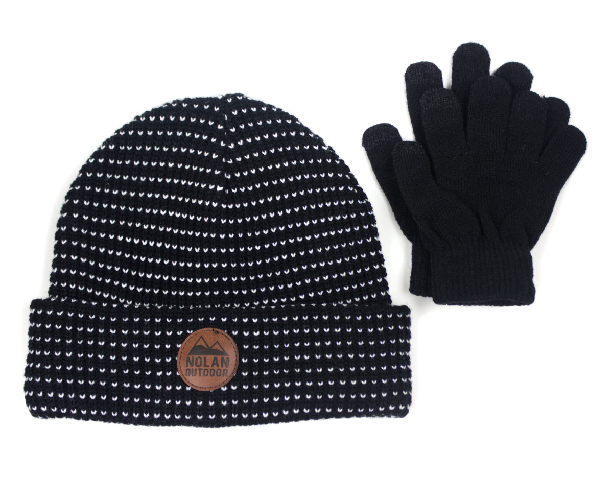 Nolan - 2-Tone Pick Stitch Knit Cuff Hat Kids' - Black/White
