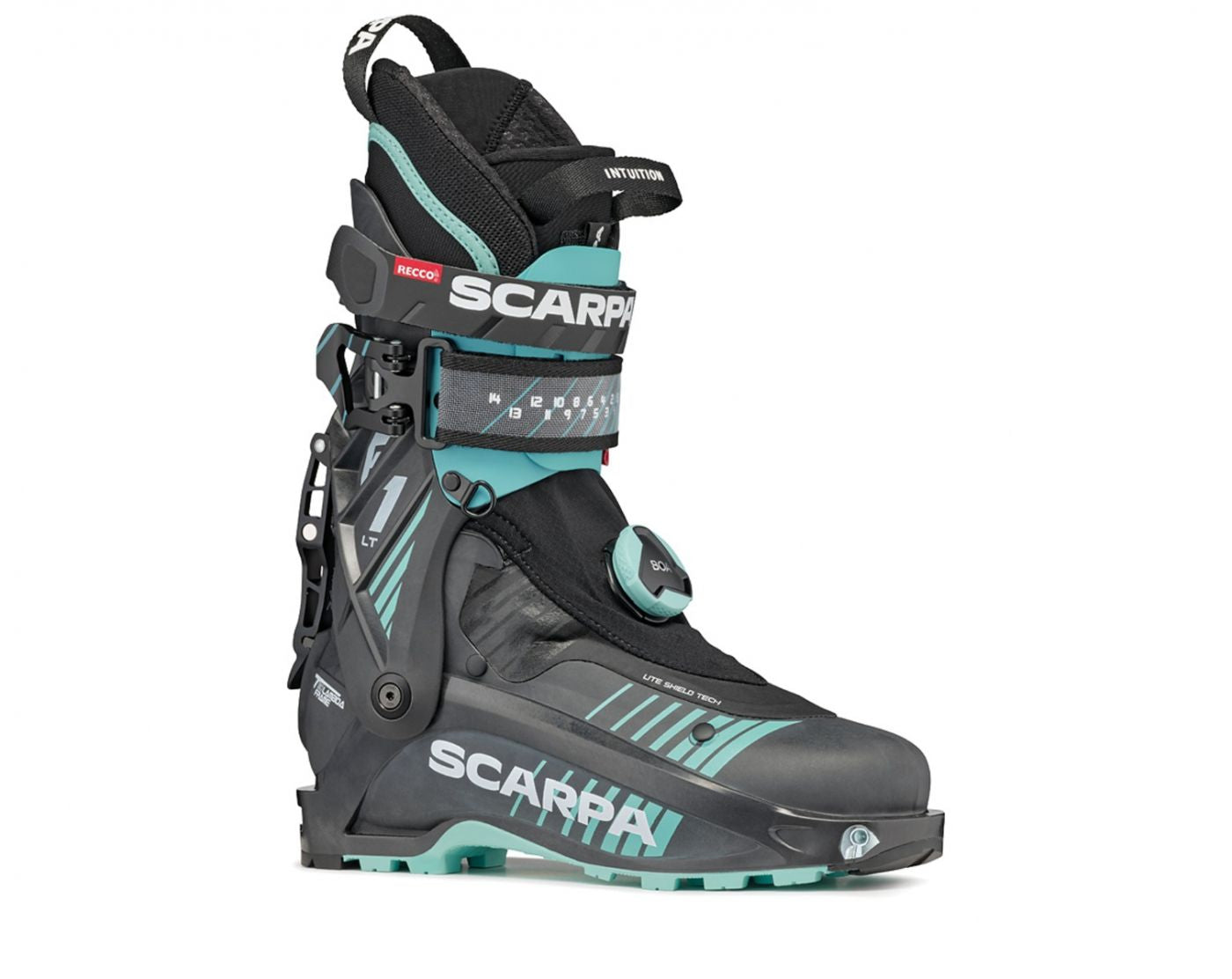 Scarpa - F1 LT Women's Touring Boot - Carbon/Aqua