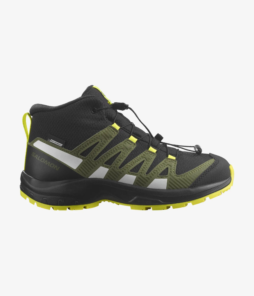 Salomon - XA Pro V8 Mid Climasalomon Waterproof Kids' - Black/Deep Lichen Green/Safety Yellow