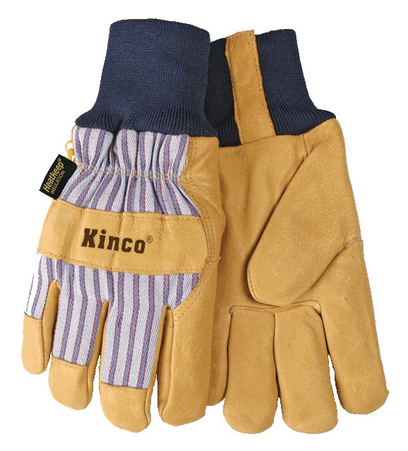 Kinco Gloves - Lined Premium Grain Pigskin Palm w/Knit Wrist - Tan