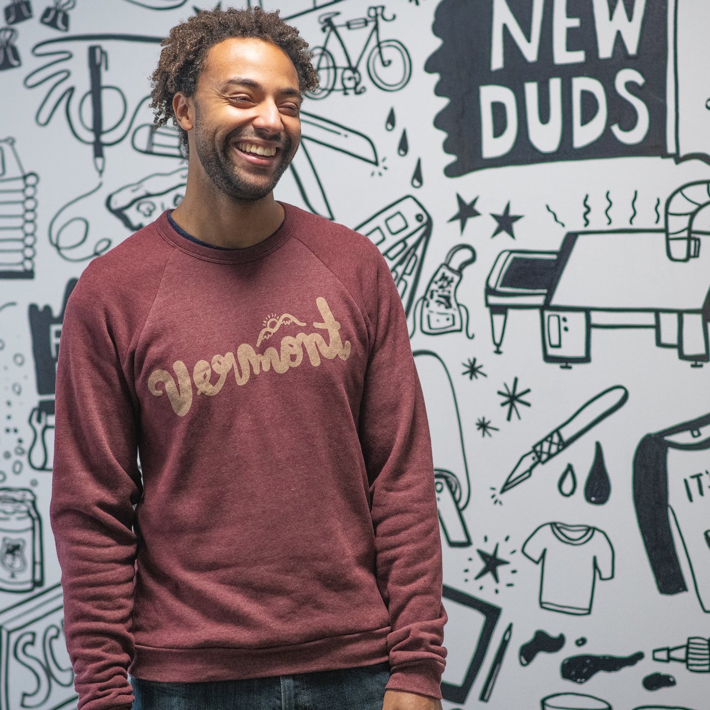 New Duds - Vermont Script Crewneck Sweatshirt - Red