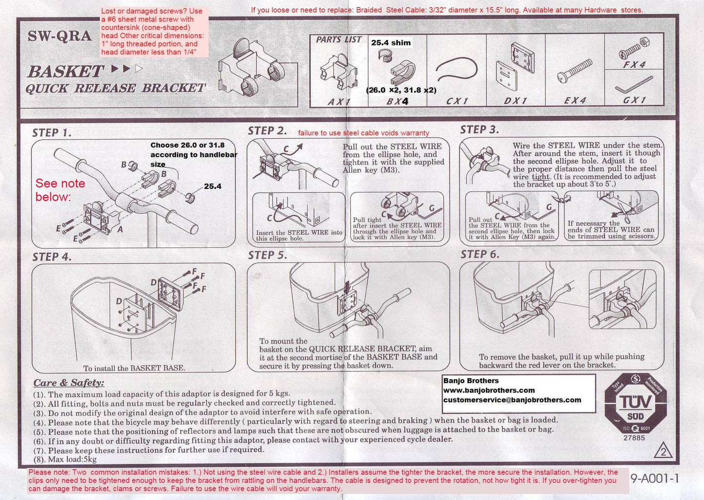 Banjo Brothers - Quick Release Handlebar Bag - Black