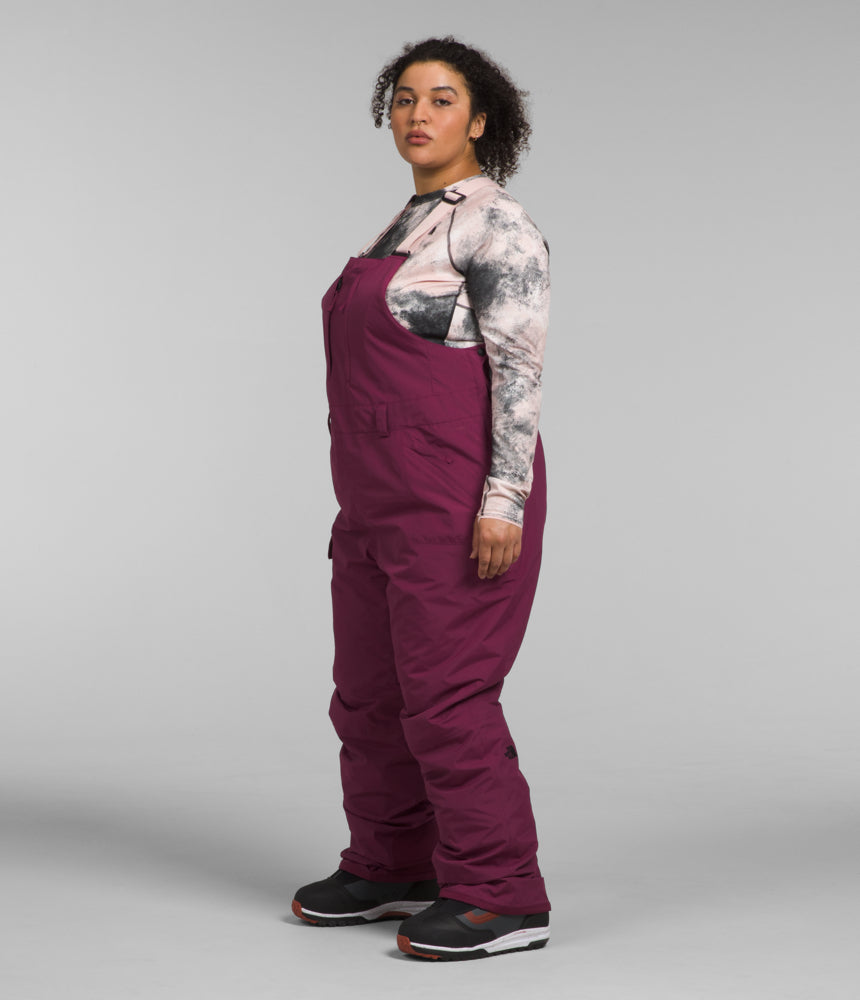 The North Face - Freedom Insulated Bib - Women's Plus - Topaz Tonal Mountainscape Print