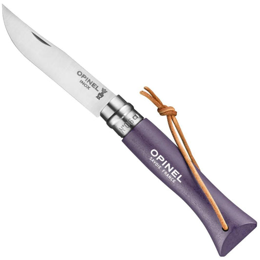 Opinel - No. 6 Stainless Steel Folding Knife with Lanyard - Colorama - Lavender