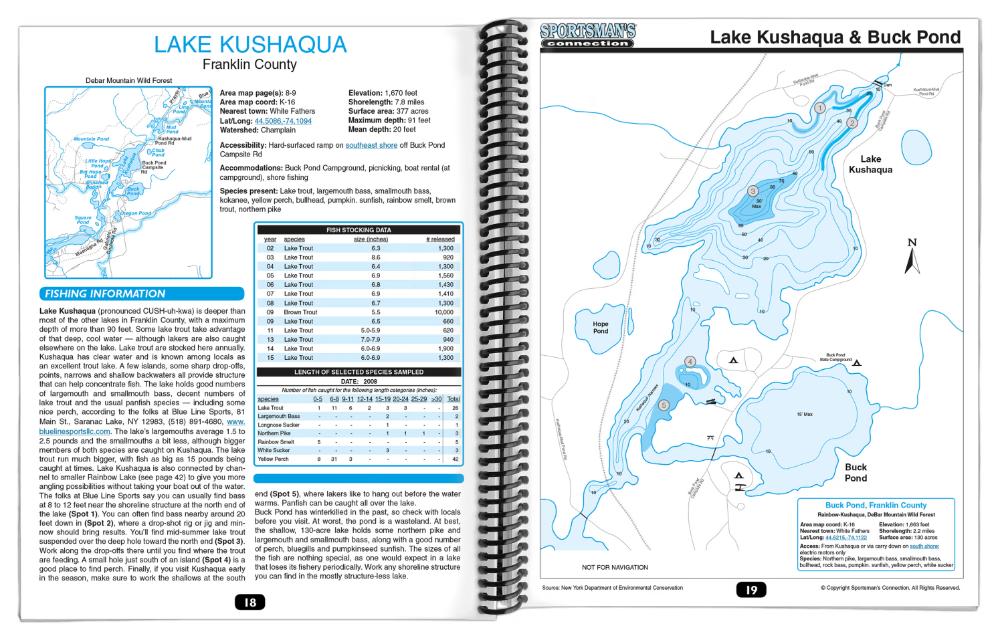 Sportsmans Connection - Fishing Maps Guide Book - Northeast Adirondacks - New York