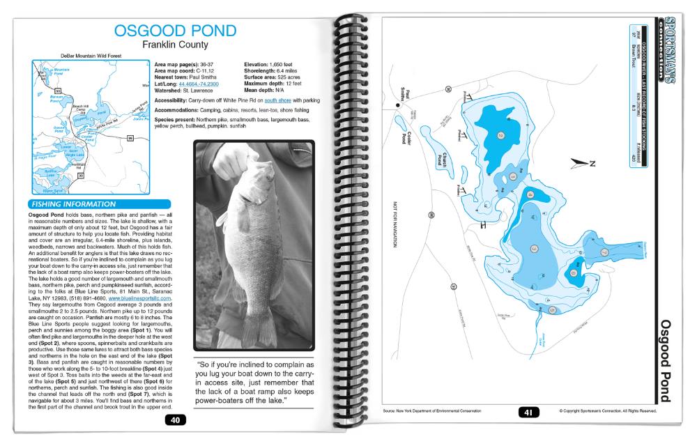 Sportsmans Connection - Fishing Maps Guide Book - Northeast Adirondacks - New York