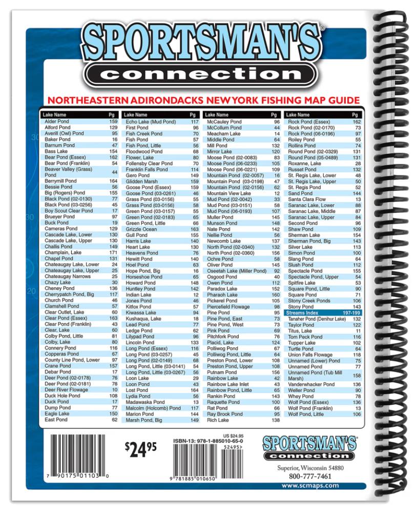 Sportsmans Connection - Fishing Maps Guide Book - Northeast Adirondacks - New York