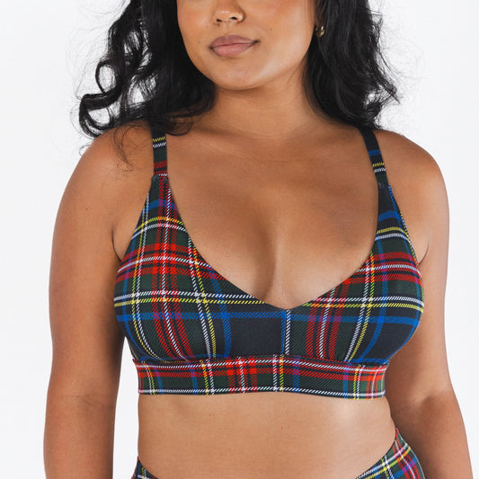 The Cappuccino | Holiday Tartan Plaid Boob Hammock™ Plunge Bralette