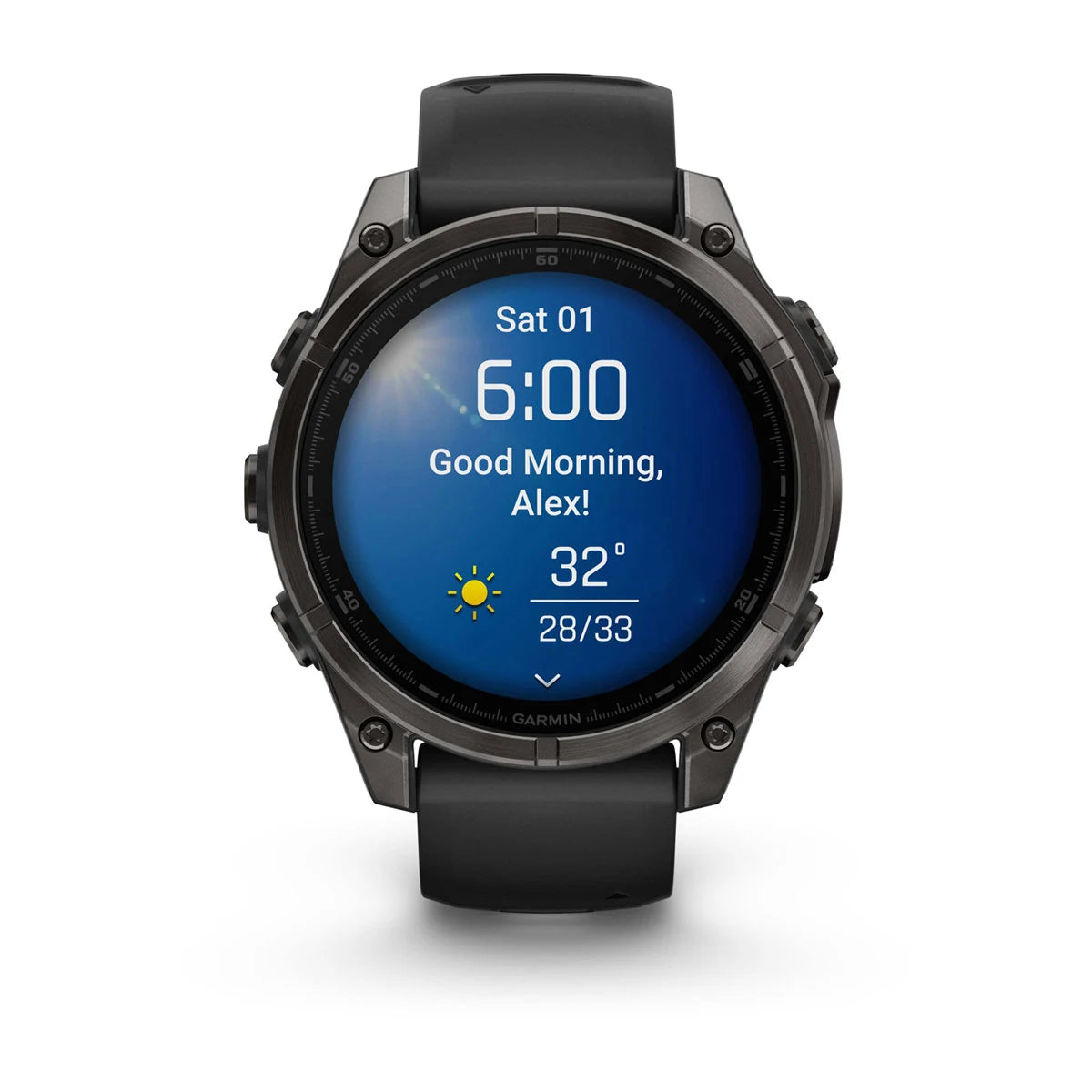 Garmin - Fenix 8 Solar - Carbon Gray w/ Pebble Gray Band