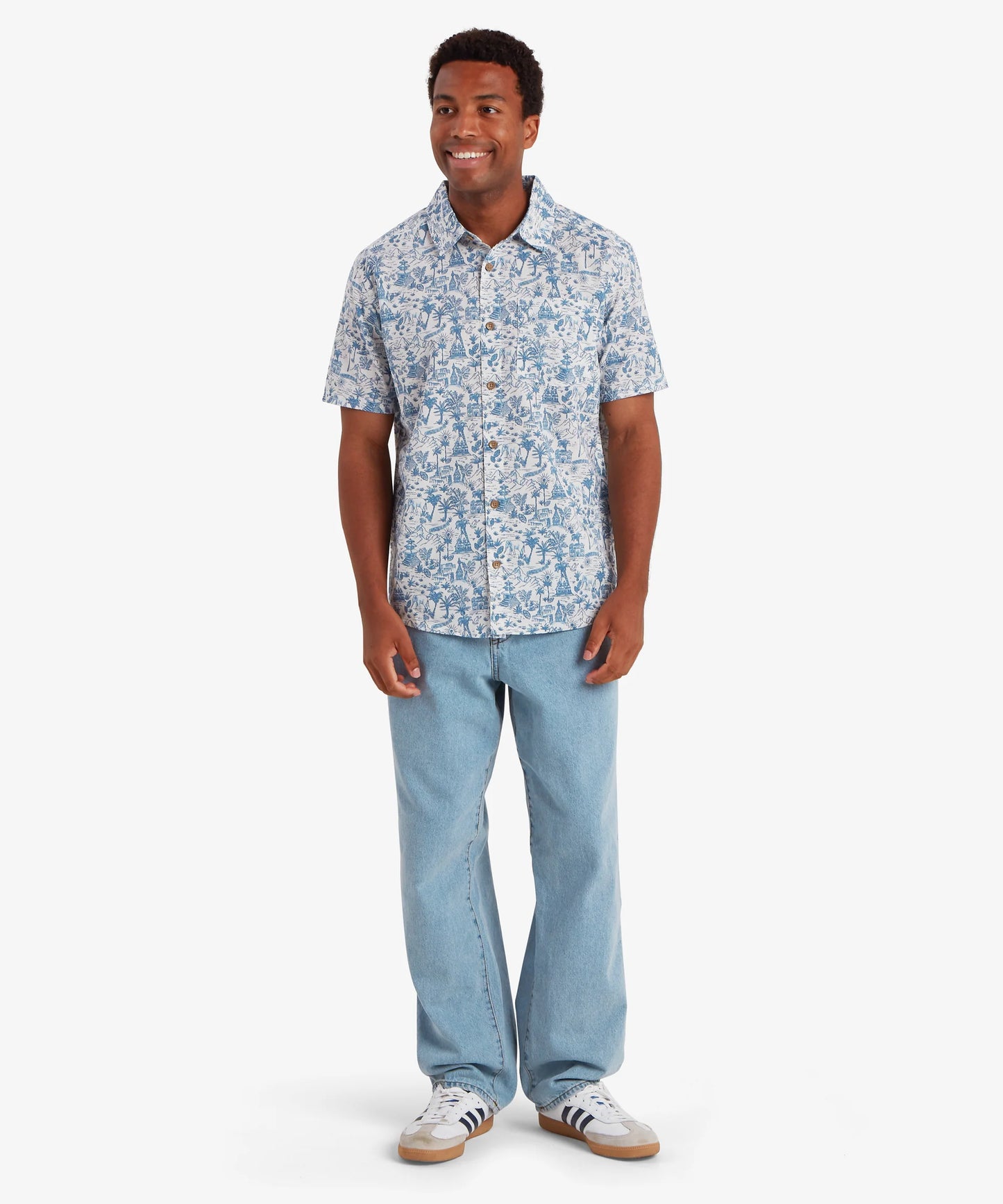 Sherpa - Ravi Short Sleeve Shirt - Katha White/Blue