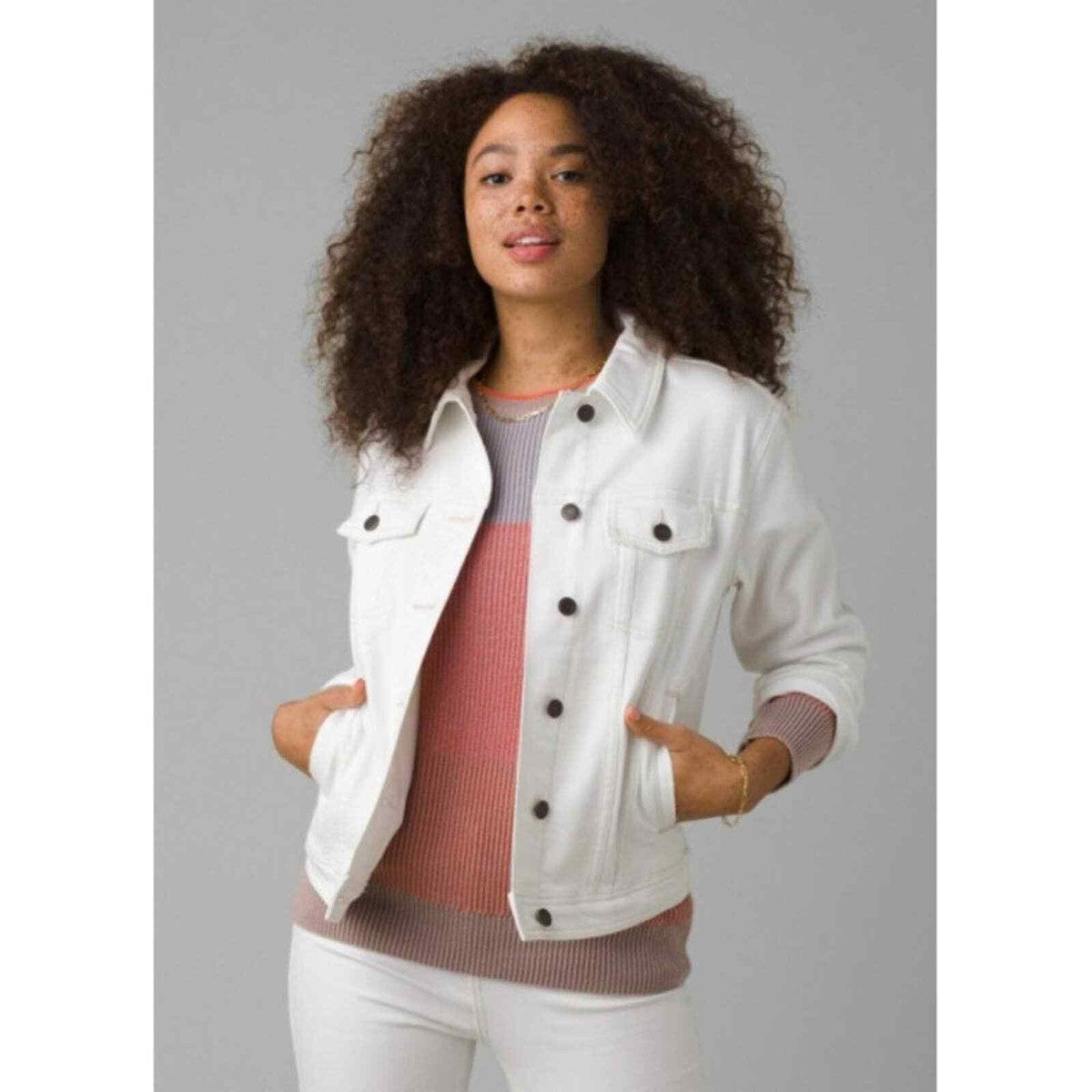 Prana - Slate Rim Denim Jacket Sample - SM White - White
