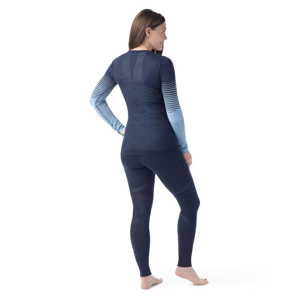 Smartwool - Intraknit Thermal Merino Base Layer Pattern Crew - Women's - Deep Navy-Serene Blue