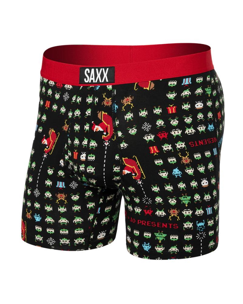 SAXX - Ultra Super Soft Boxer Brief Fly - Sleigh Invaders-Black