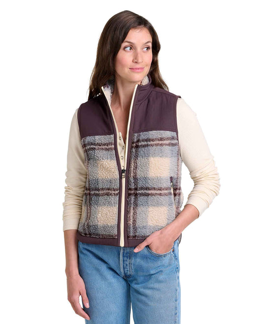 Toad and Co - Sespe Sherpa Vest - Women's - Light Ash Plaid