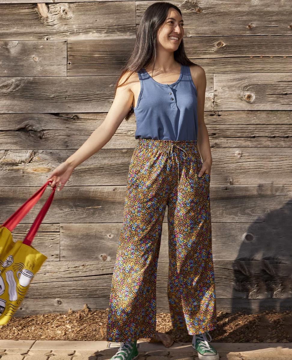 Toad and Co - Sunkissed Wide Leg Pant - Black Floral Dot Print
