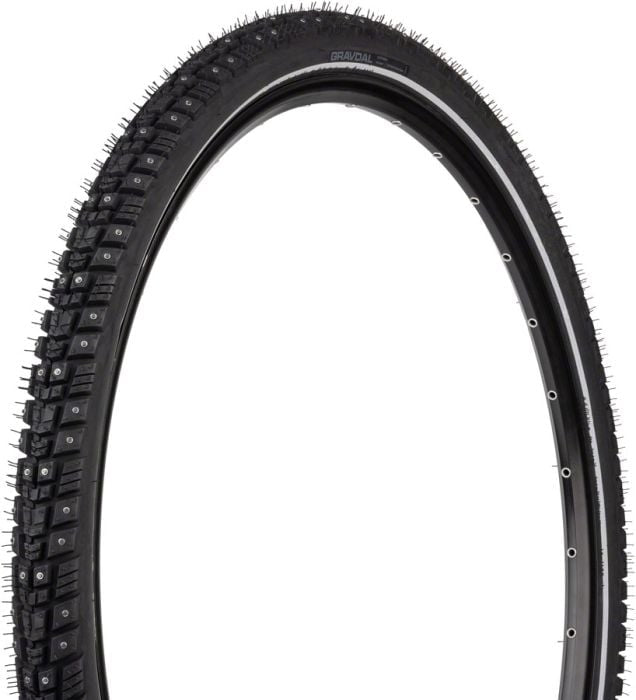 45NRTH - 700 x 45 Gravdal Tire Clincher Steel Black 33tpi 240 Concave Carbide Aluminum Studs - Black
