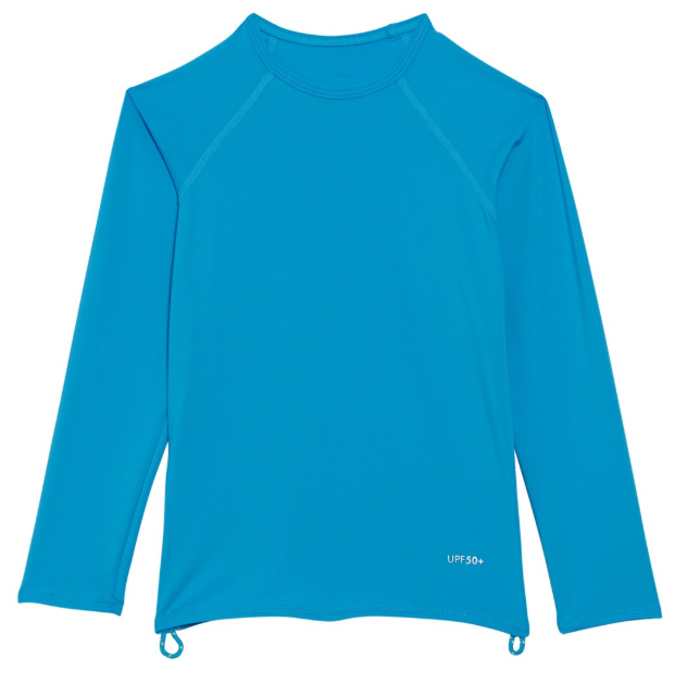 TYR - Girls' Solid Belize Long Sleeve Rashguard - Turquoise