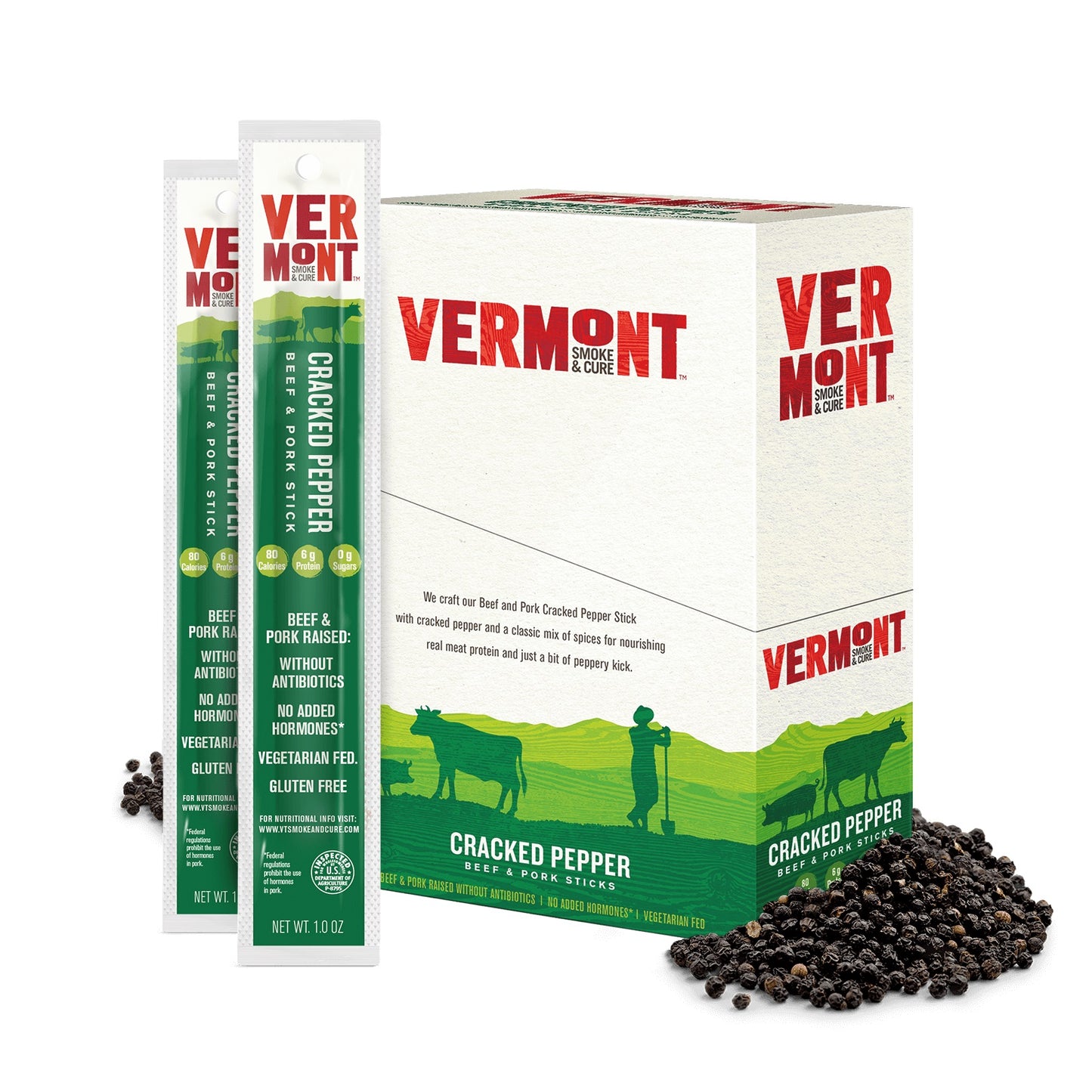 Vt Smoke and Cure - Cracked Pepper Realstick Beef Pork - Cracked Pepper