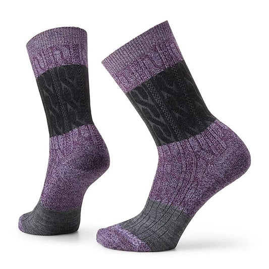 Smartwool - Everyday Color Block Cable Crew Socks - Women's - Ultraviolet-Purple Iris Marl