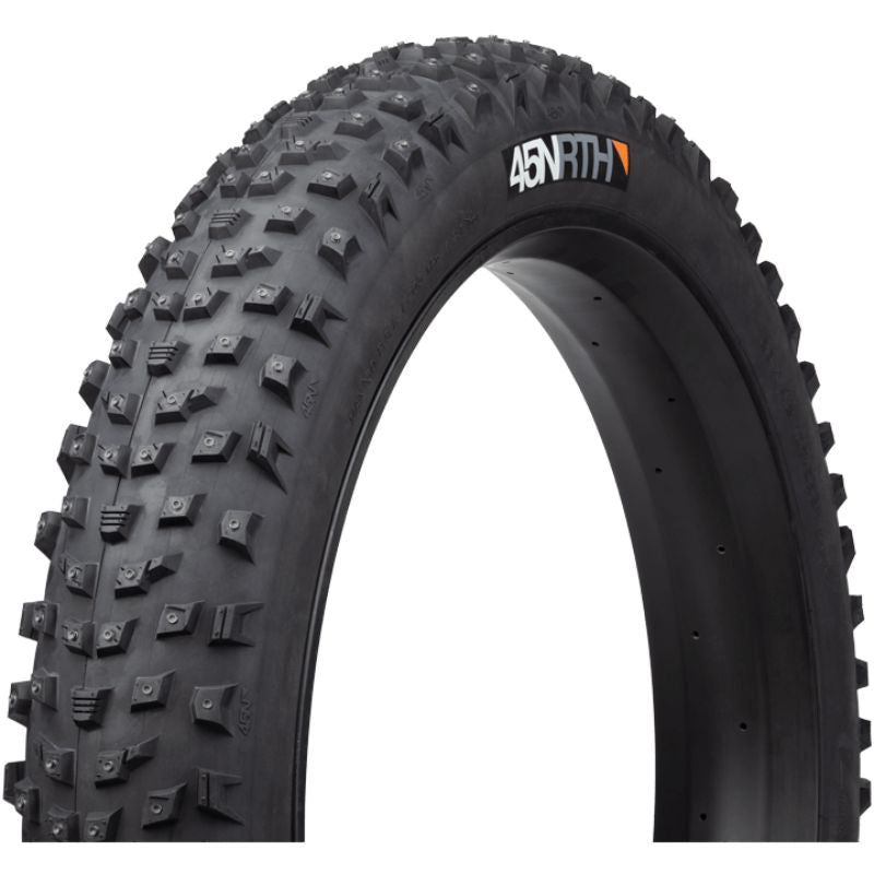45NRTH - Wrathlorde Tire 26 x 4.2 Tubeless Folding Black 120tpi 300 XL Concave Carbide Aluminum Studs - Black
