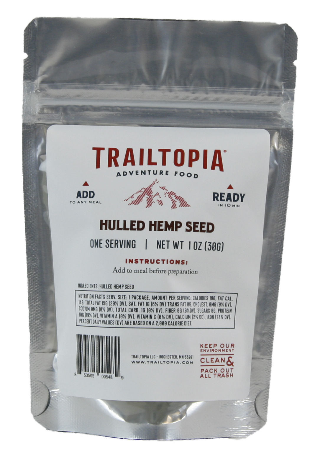 Trailtopia Food - Hulled Hemp Seed Side Pack - Anthracite/Neutral G