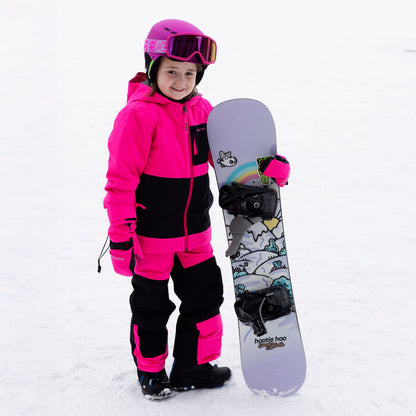 Kids Pinnakle Insulated Bib Snow Pants - Hot Pink/Raven Black